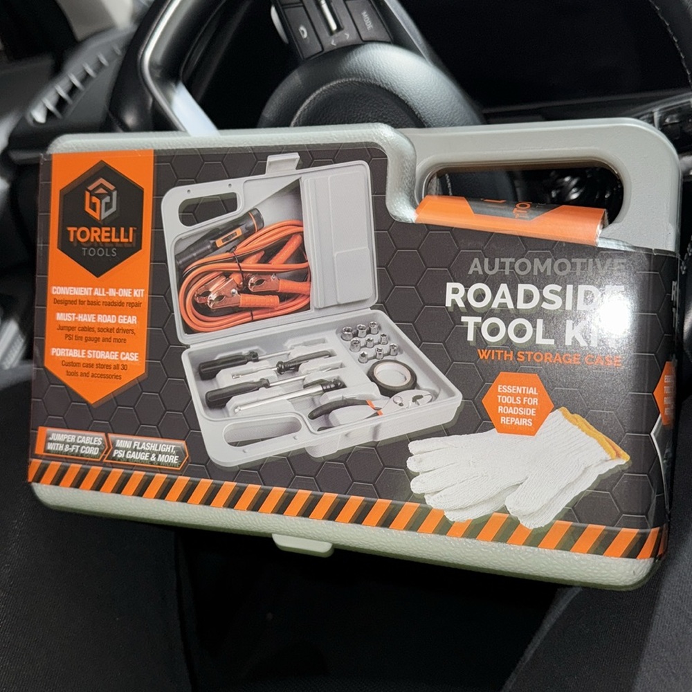 NIB Automotive roadside tool kit with storage case
